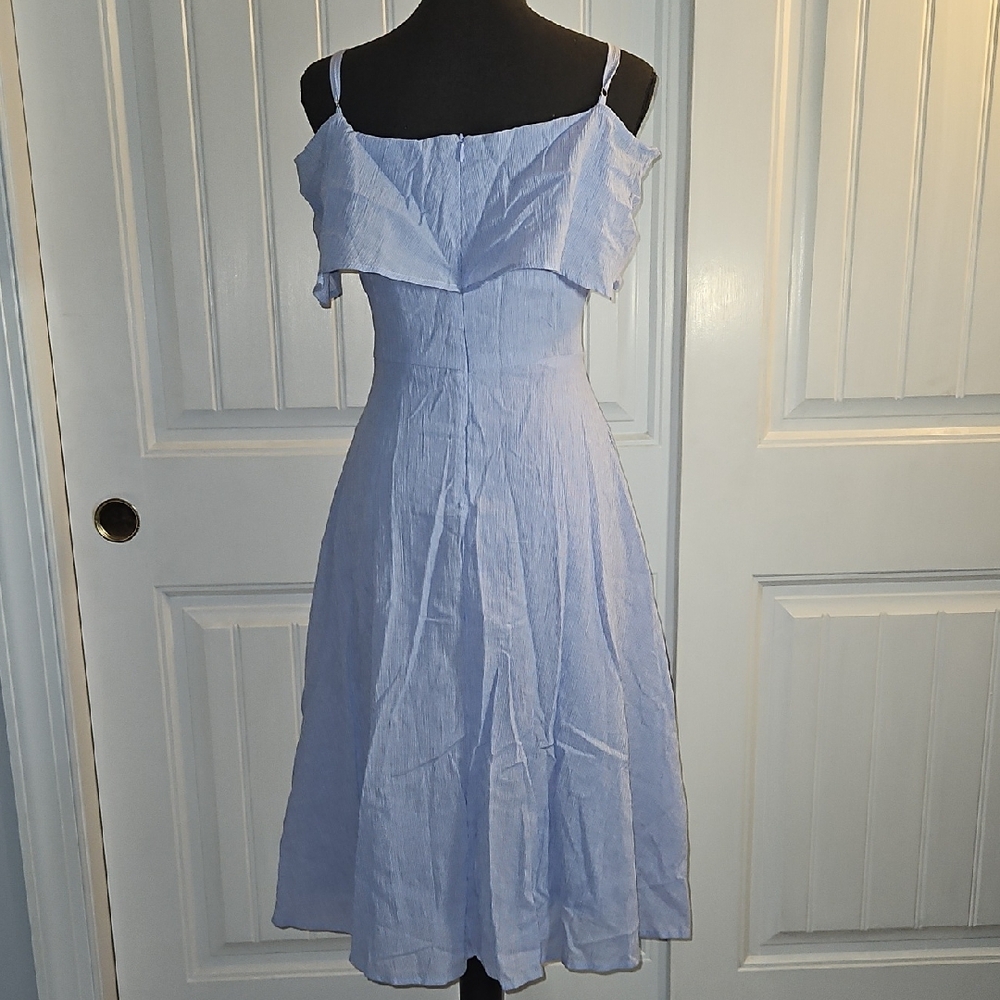 Lulu's Blue Midi Sundress with Flutter Sleeves (0200) - Picture 8 of 16